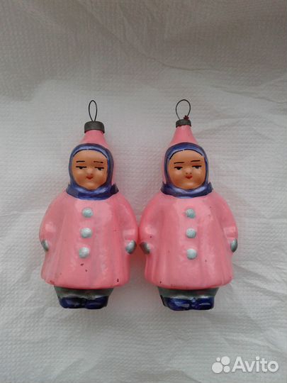 Елочные игрушки СССР девочка в шубке гимназист