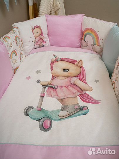 Комплект в кроватку Lappetti «Единорожка» 6 предме