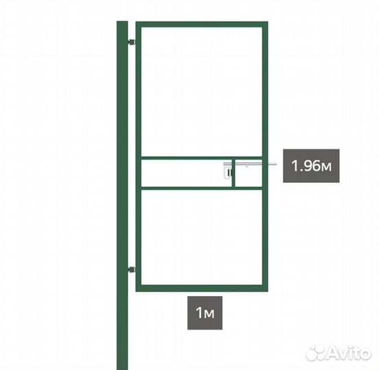 Каркас калитки, калитка 2х1м цвет зеленый