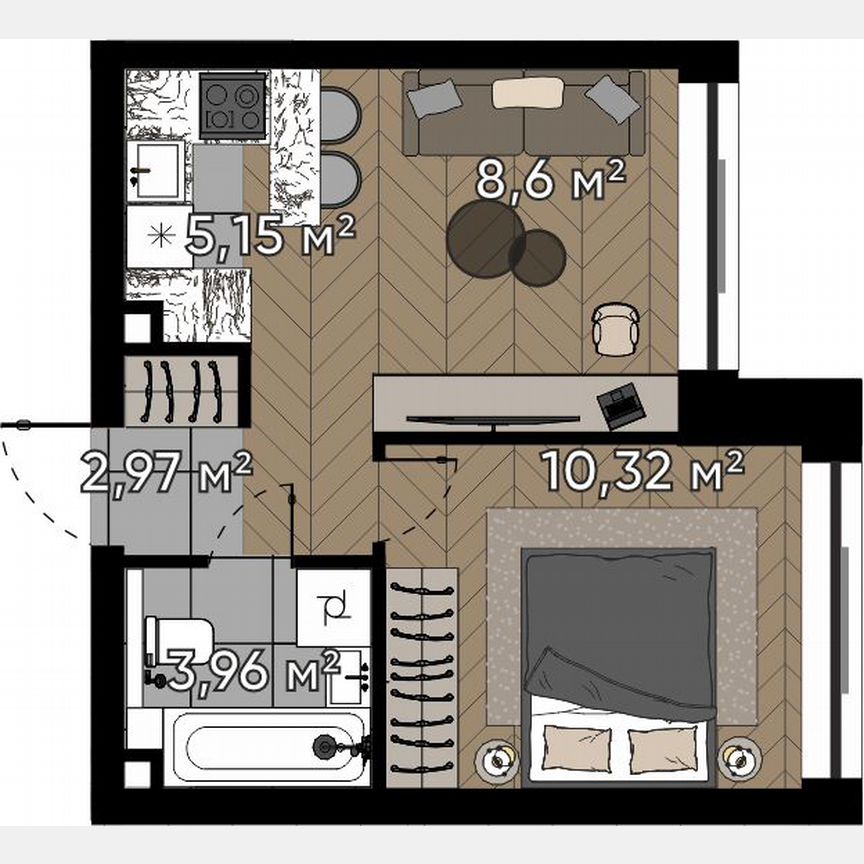 2-к. квартира, 31 м², 9/16 эт.