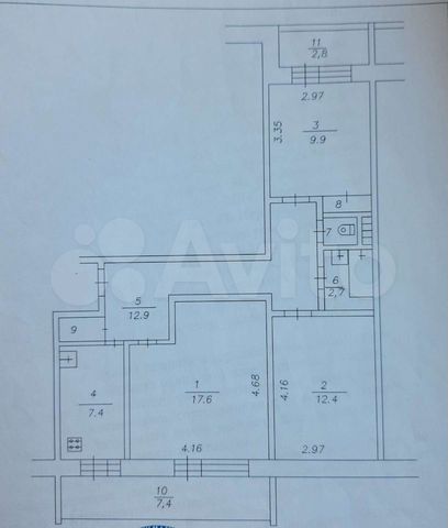 3-к. квартира, 65,5 м², 5/9 эт.