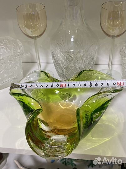 Ваза конфетница СССР цветное стекло