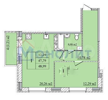 1-к. квартира, 49 м², 6/10 эт.