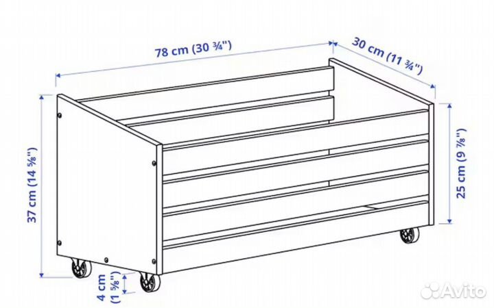 Ivar IKEA Ящик для хранения, на колесиках, сосна