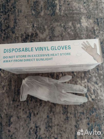 Перчатки одноразовые виниловые