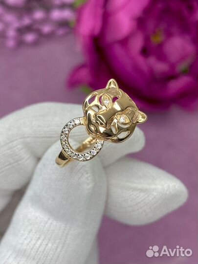 Золотое кольцо голова тигра