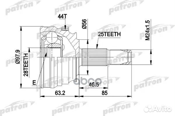 Шрус наружн к-кт 25x56x28 ABS:44T alfa romeo: 1