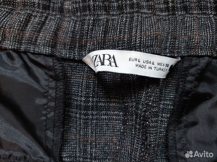 Брюки капри Zara L в клетку с карманами