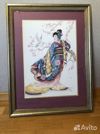 Картина Гейша ручная вышивка