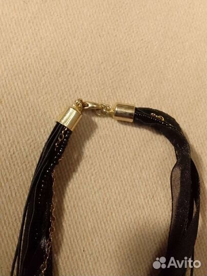 Колье из стекляруса и лент с 