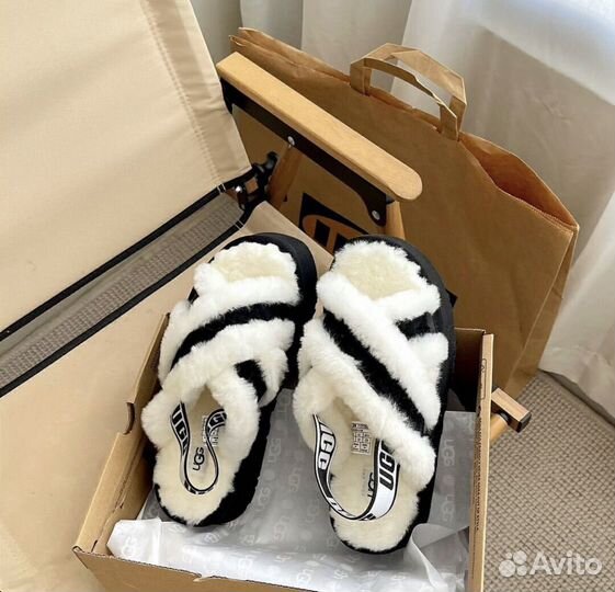 UGG Disco Cross Slide Black & White