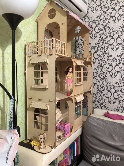 Дом кукольный с мебелью, для барби 115*83*30
