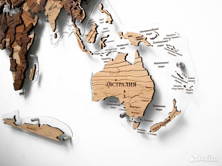 Карта мира из дерева премиум подарок Казань