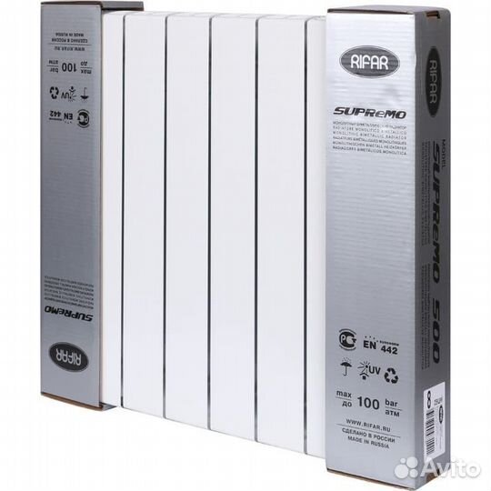 Биметаллический радиатор rifar supremo 500 8 секци