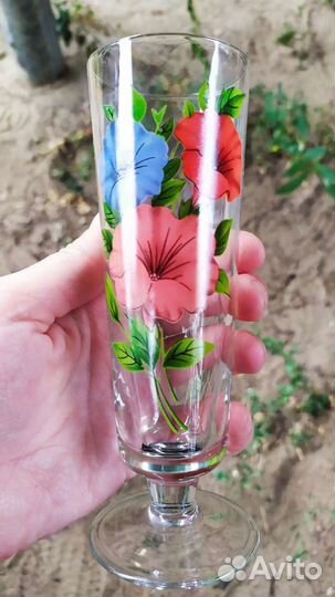 Стакан стекло СССР на ножке. 6 шт