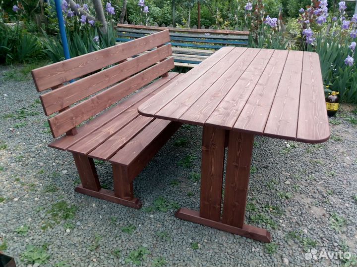 Стол деревянный в беседку,садовая террасная мебель