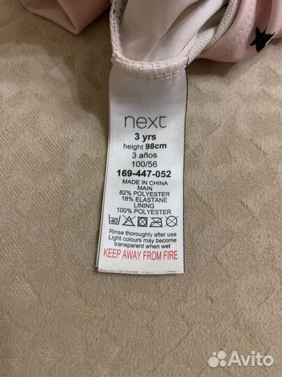 Купальник детский next 98 слитный для девочки