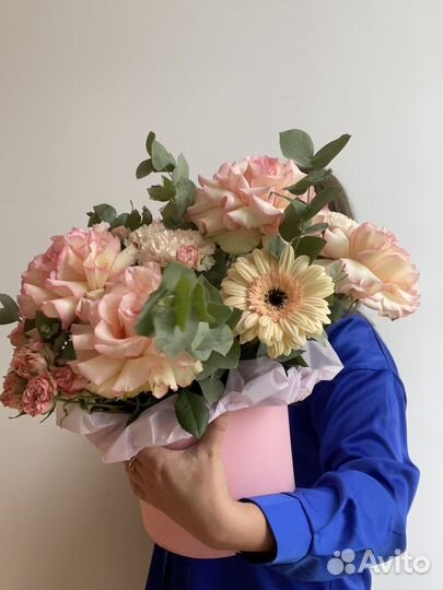 Букет в шляпной коробке