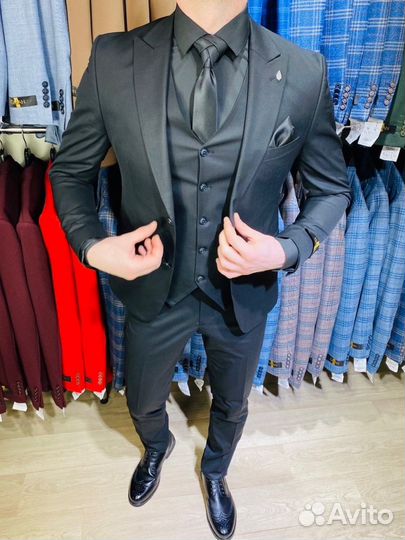 Мужской костюм черный на выпускной 46(S)