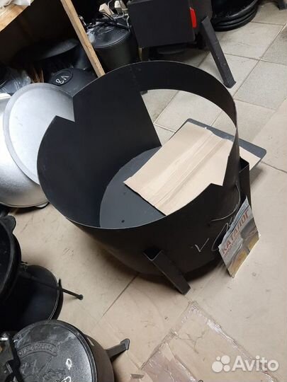 Печь на дровах для 30л чугунного казана