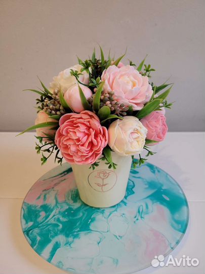 Букет пионов мыло ручной работы