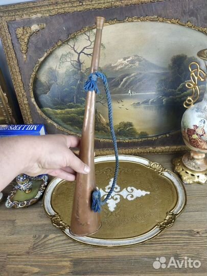 Старинный медный рожок /горн / труба. Англия