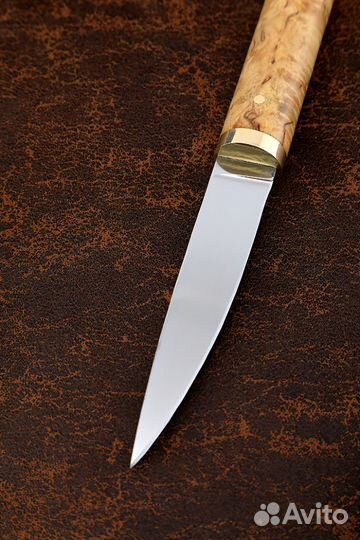 Нож Дамский Elmax карельская береза янтарная дерев