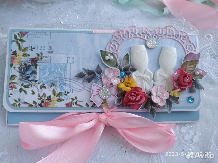 Свадебный конверт ручной работы