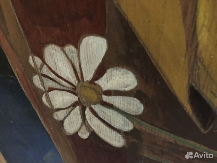 Старая картина авангард на дереве