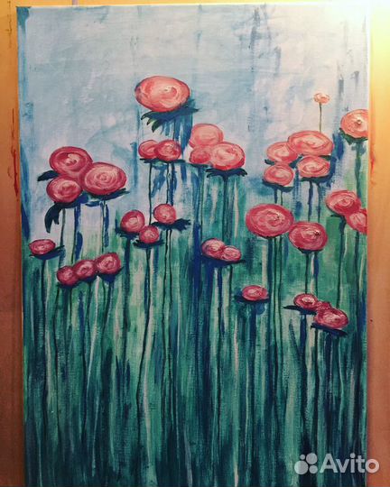 Картина «Лесная роза». Абстракция. Холст.Акрил.40x