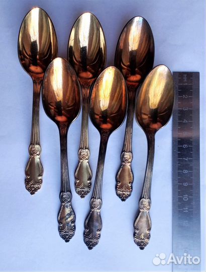 Чайные ложки мельхиор с позолотой