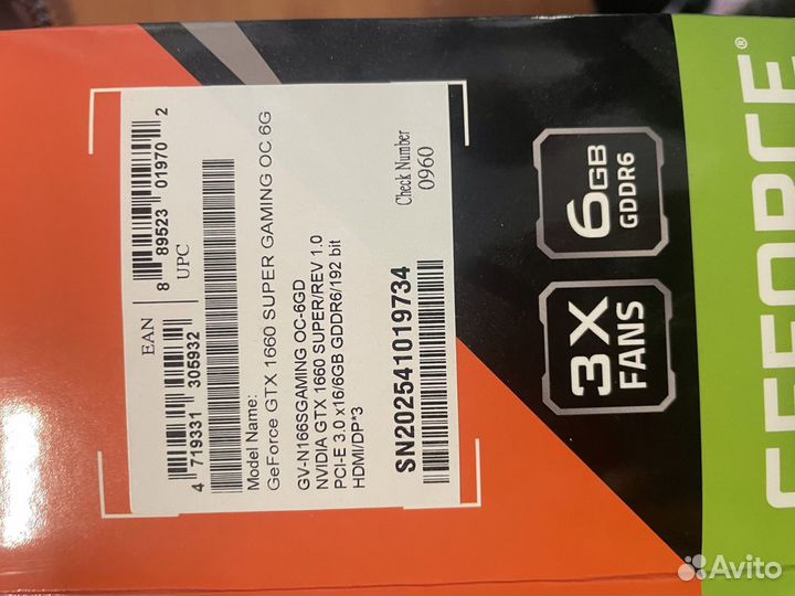 Gigabibyte 1660 super gaming OC 6gb