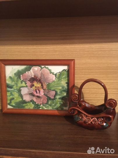 Картина акварель, вазочка