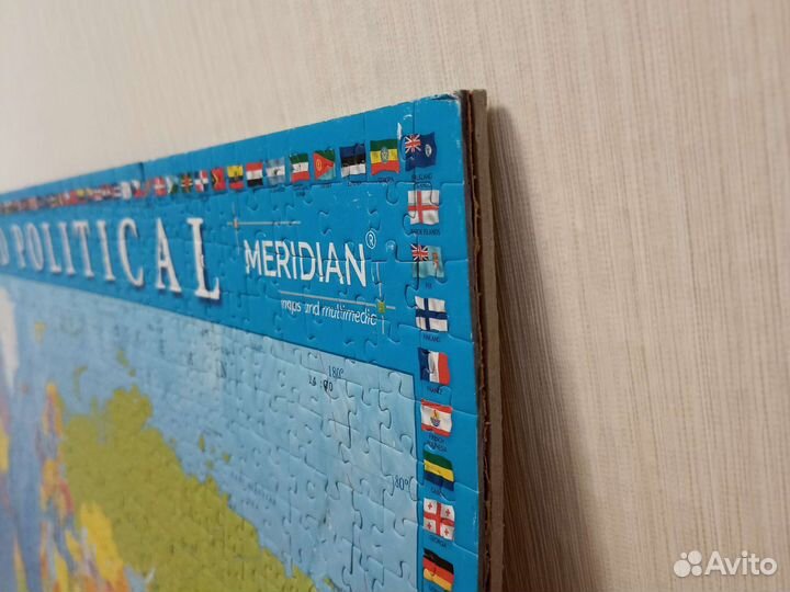 Пазл карта мира на английском языке собранный