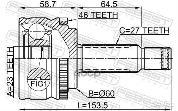 Шрус наружный 23X60X27 hyundai I30 2007-2012 22