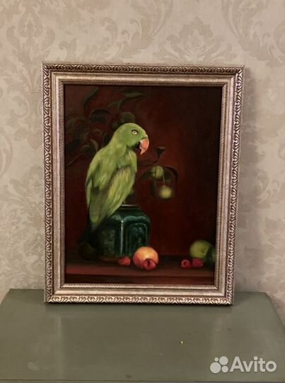 Картина маслом «попугай»