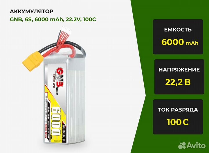 Аккумулятор GNB 6S 6000 mAh 100C