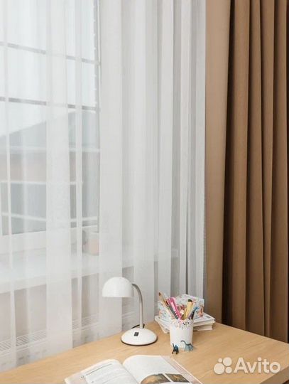 Штора из белой вуали 700х250