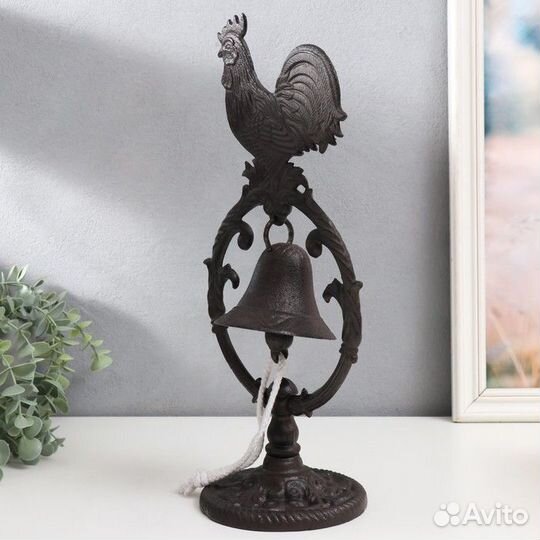 Колокол сувенирный чугун 'Петушок' 13,5х19,5х39 см
