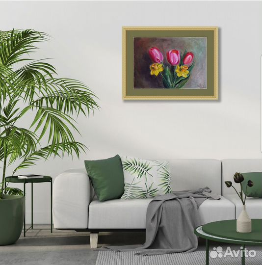 Картина цветы Тюльпаны и нарциссы