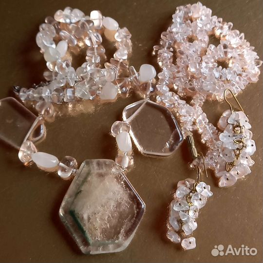 Бусы серьги горный хрусталь