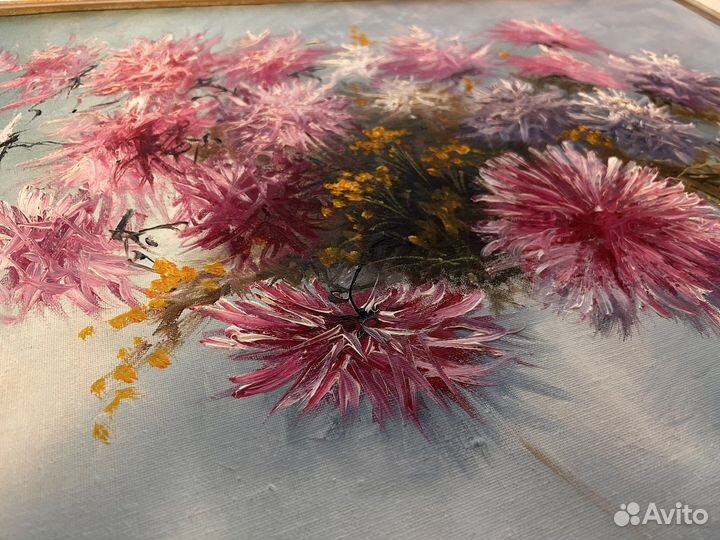 Картина холст масло астры