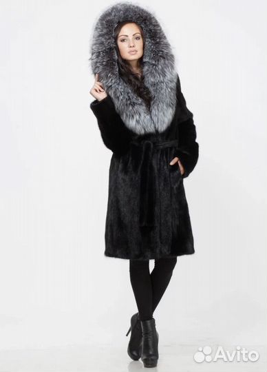 Шуба норковая с капюшоном 44 46