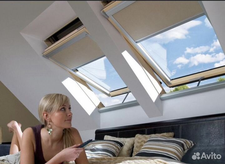 Москитная сетка и шторы на мансардное окно