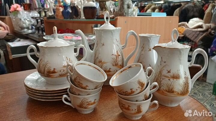 Кофейный сервиз Утиная охота,на 6 персон, Полтава