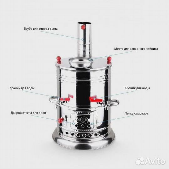 Самовар Турецкий из нержавеющей стали 