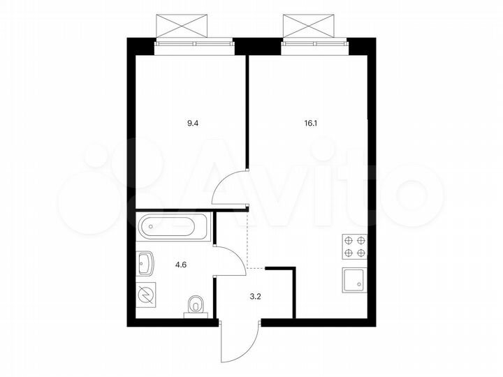 1-к. квартира, 33,3 м², 21/22 эт.