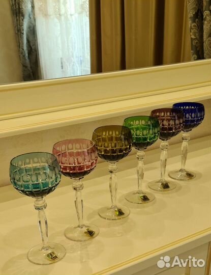 Фужеры хрустальные цветные Германия