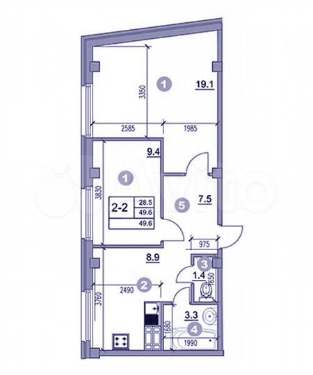 2-к. квартира, 49,9 м², 4/8 эт.