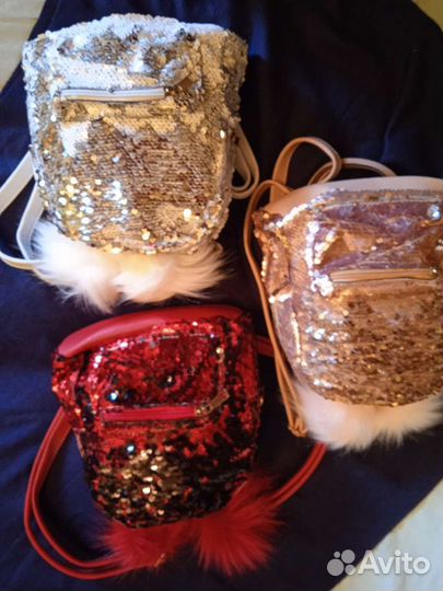 Рюкзак для девочки новый с пайетками